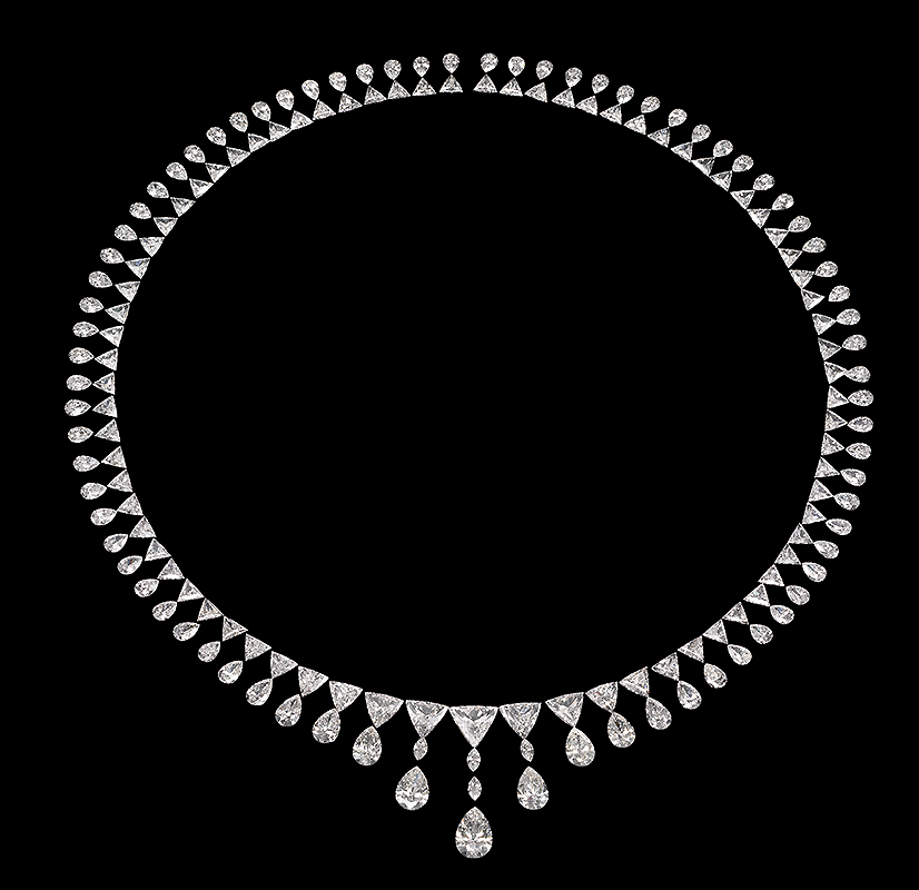 Triangle & PS Graduated Necklace  VS2-SI1,  31.17ct.