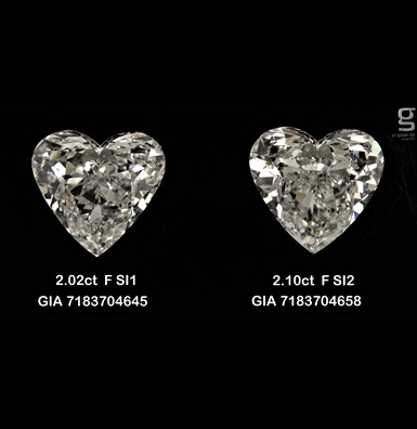 SI1 2CT Heart shaped diamonds