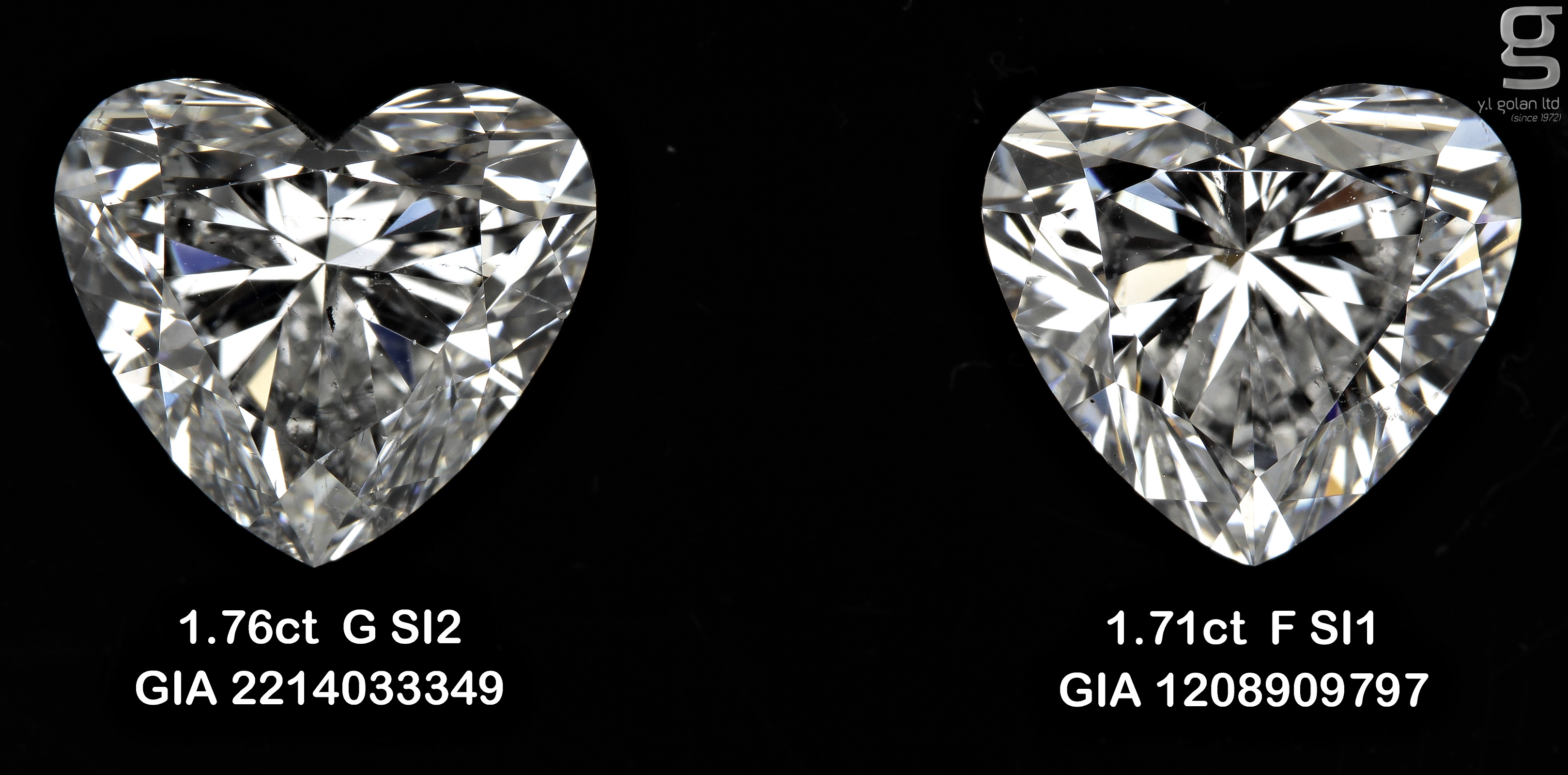 1.71 CT heart shaped diamonds
