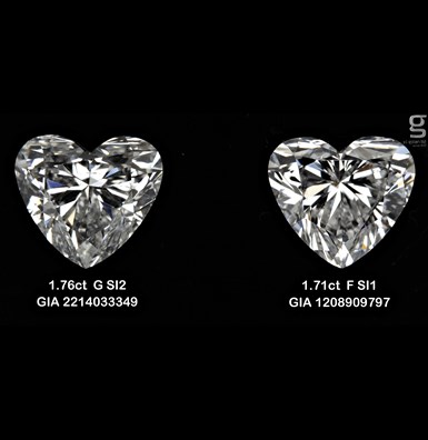 1.71 CT heart shaped diamonds
